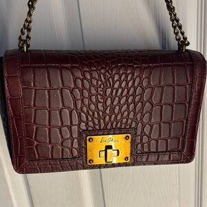 Sam Edelman Burgundy Crocodile-Embossed Crossbody Bag